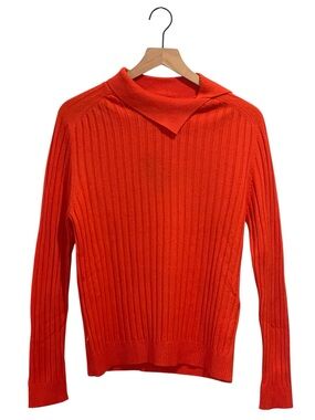 NWT Malo Optimum Ribbed Cashmere/Wool Blend Sweater, Red/Orange Color, Size L